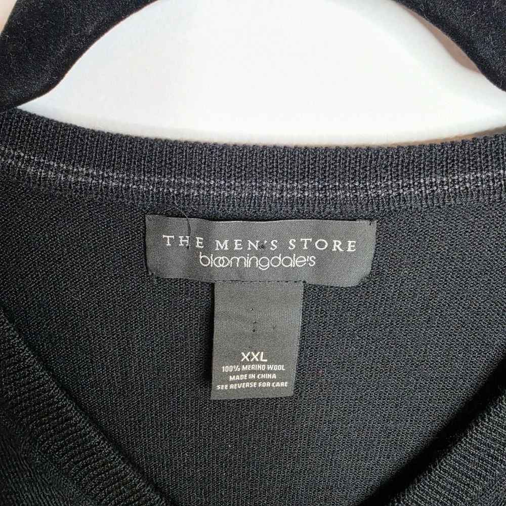 The Men's Store Bloomingdale's Sweater Vest Mens XXL Black Merino Wool V-Neck
